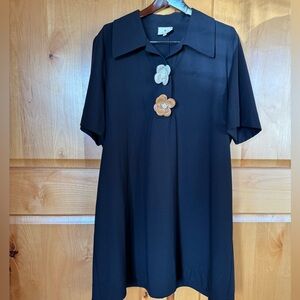 Tuckernuck Relaxed Polo Dress With Snap Flower Detail. Size XXXL Black